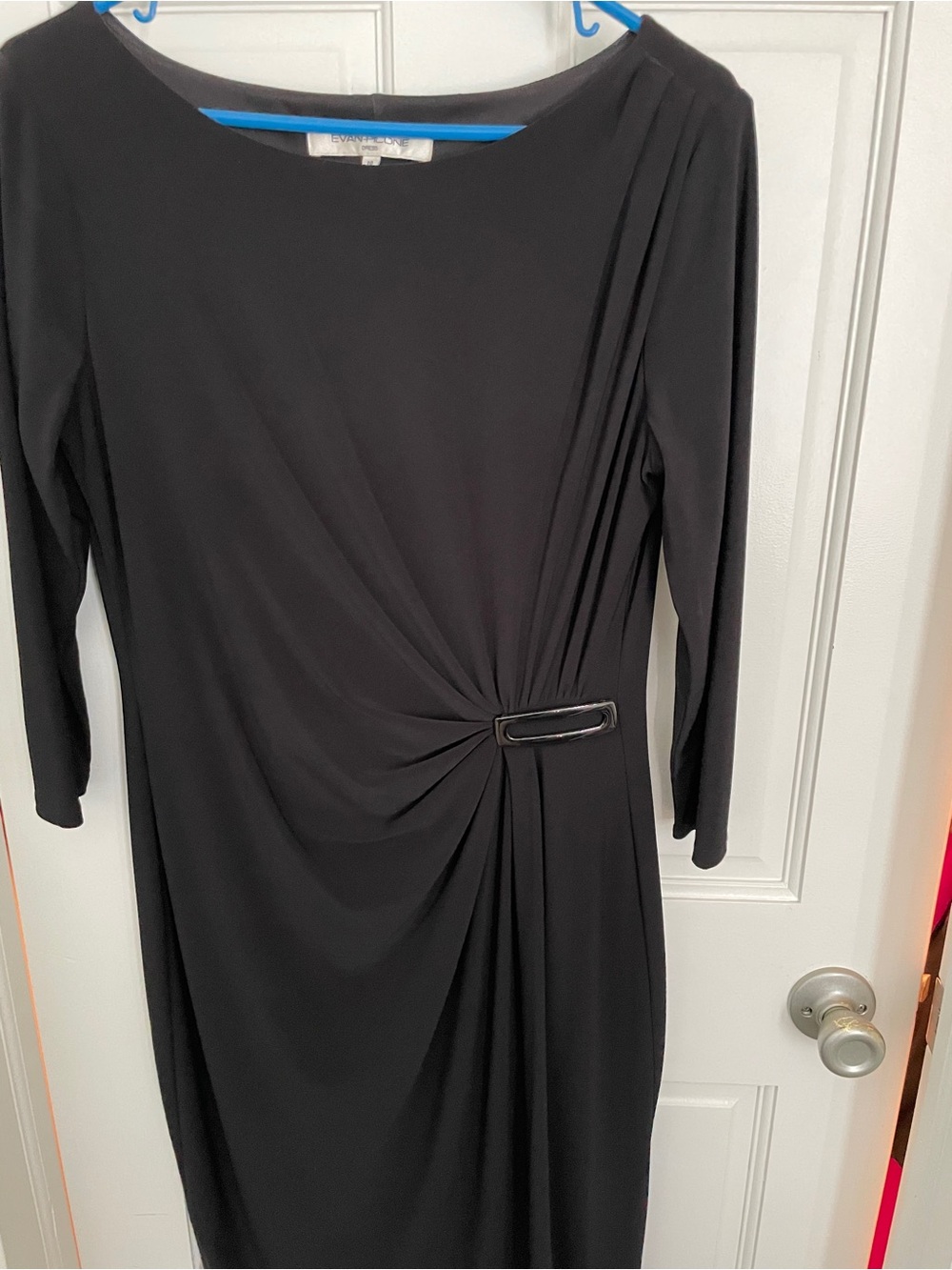 Evan Picone Black Long-Sleeve Twist-Detail Dress